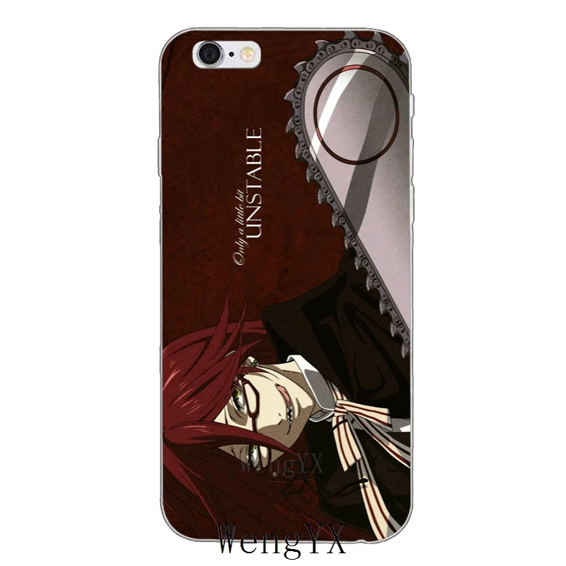 Kuroshitsuji black butler Grell Sutcliff прозрачный мягкий тонкий чехол из силикона для мобильного