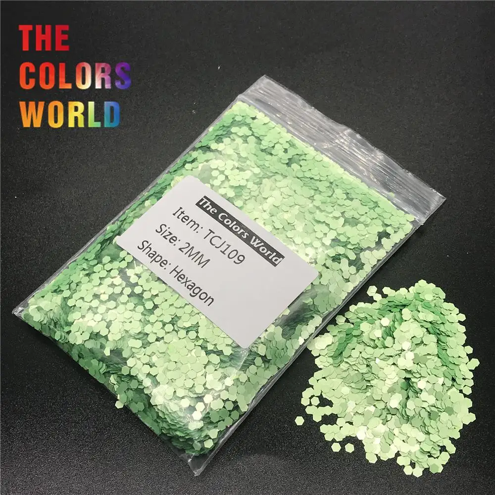 

TCJ109 Pearlescent Matte Green Color Hexagon Shape Nail Glitter Nail Art Decoration Facepaint DIY Body Glitter Henna Makeup
