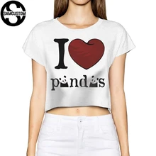 SAMCUSTOM Camisetas настоящая короткая футболка с 3D принтом i love panda летняя модная уличная футболка анархия укороченная Сексуальная футболка для женщин
