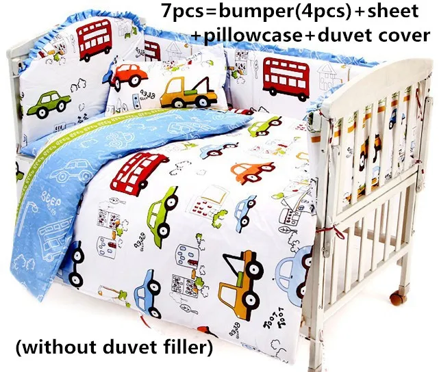 

Promotion! 6/7PCS Car crib bed set flat sheet Pillowcase child bedding set,duvet cover ,120*60/120*70cm