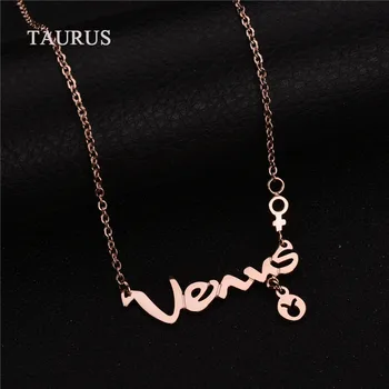 

2017 New TAURUS Zodiac Stainless Steel Necklace Zodiac Sign Pendant Maxi Necklace For Women Birthday Gift