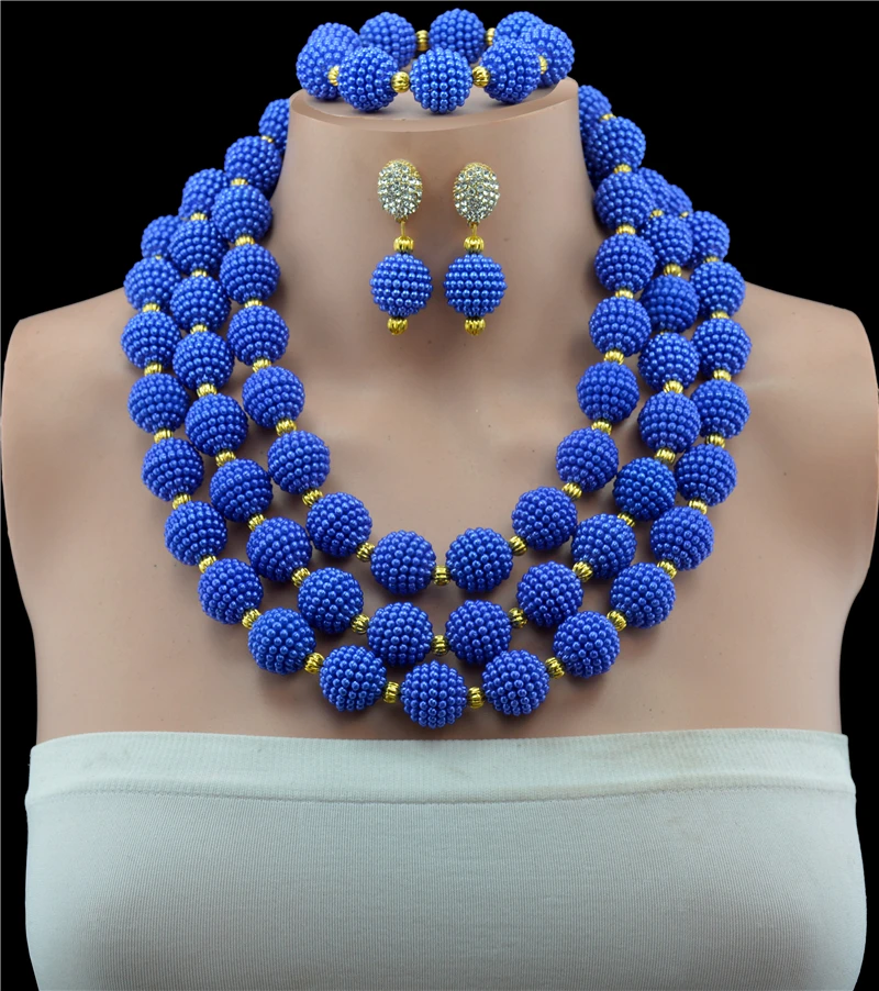 

2017 Handmade Dubai Jewelry Sets Gold-color Fashion Big Nigerian Wedding African Beads Jewelry Sets Costume Dubai