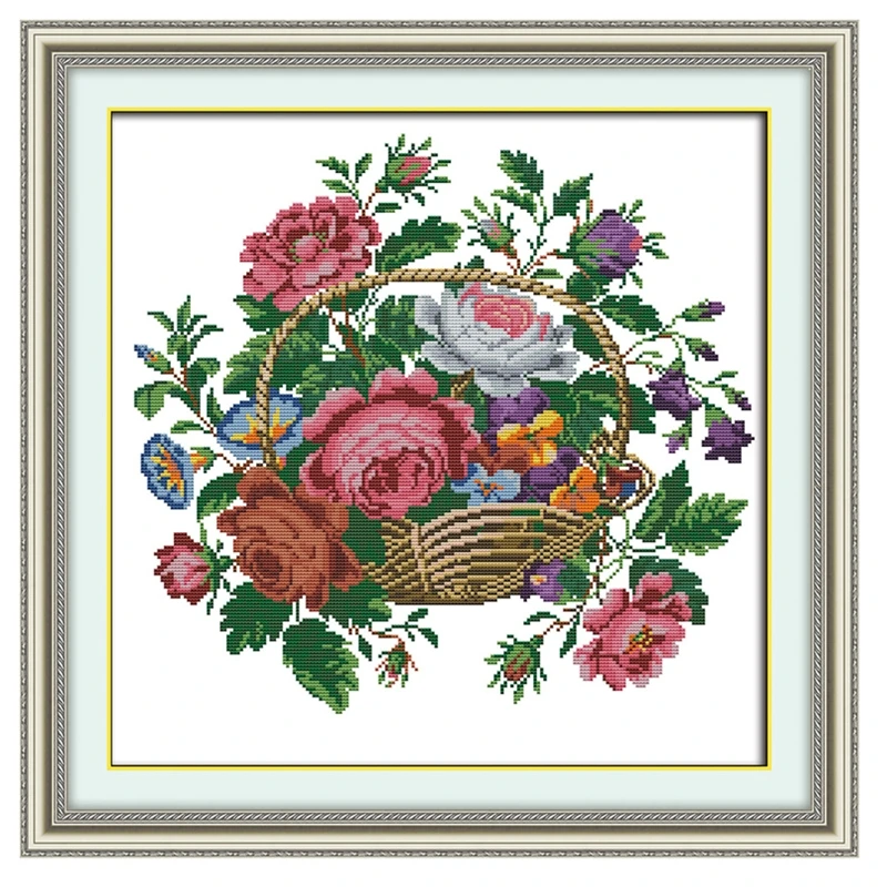 

Beautiful Flower Basket 2 Embroidery Cross Set Chinese Counted Cross Stitch Pattern DMC Cross Stitch Fabric Painting Home Decor