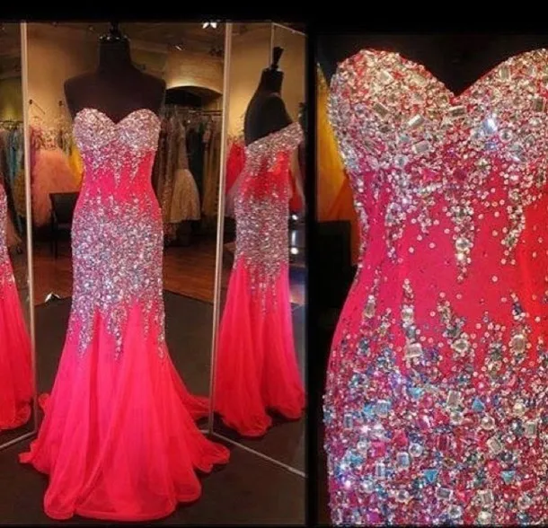 2015 New Arrival Delicate Real Sample Sheath Crystals Prom Dress Floor