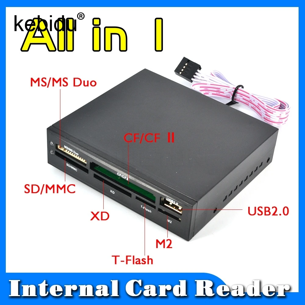 

Kebidu All In 1 Internal Card Reader USB 2.0 3.5" Floopy Bay Front Panel Card Reader USB Flash Memory Card Reader