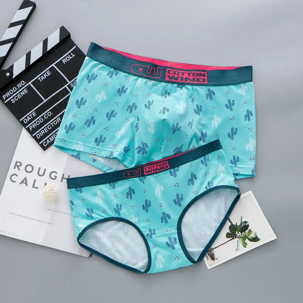 Flamingo Lemon Cartoon Lovers Underwear Sexy Couple Panties Lovers Panties Female Briefs Mid