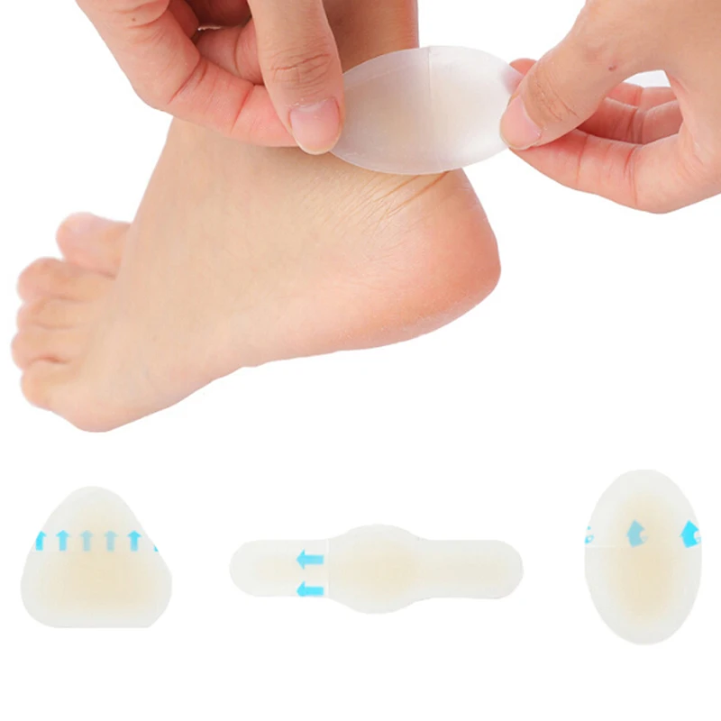 Silicone Gel Soft Heel Sticker 4pcs Adhesive Hydrocolloid Gel Blister Plaster Anti-wearing Heel Sticker Pedicure Patch 3Styles