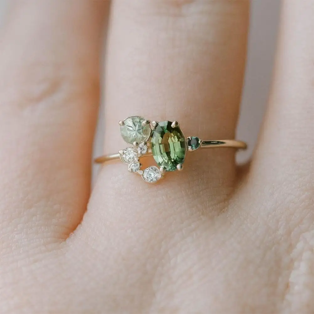

Charm Women Party Jewelry Gift Inlaid Rhinestone Engagement Promise Ring Band