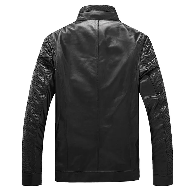 Men\'s high quality Sheepskin Leather Jackets Coat Men\'s jacket Motorcycle jacket Coat parka Men\'s leather python skin Warm (23)