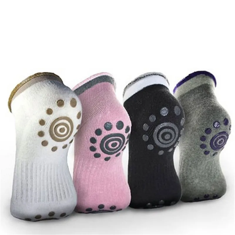 Image Yoga Gym Non Slip Massage Toe Socks 4Pairs Non Slip Skid Yoga Pilates Socks Women Cotton Socks with Grips