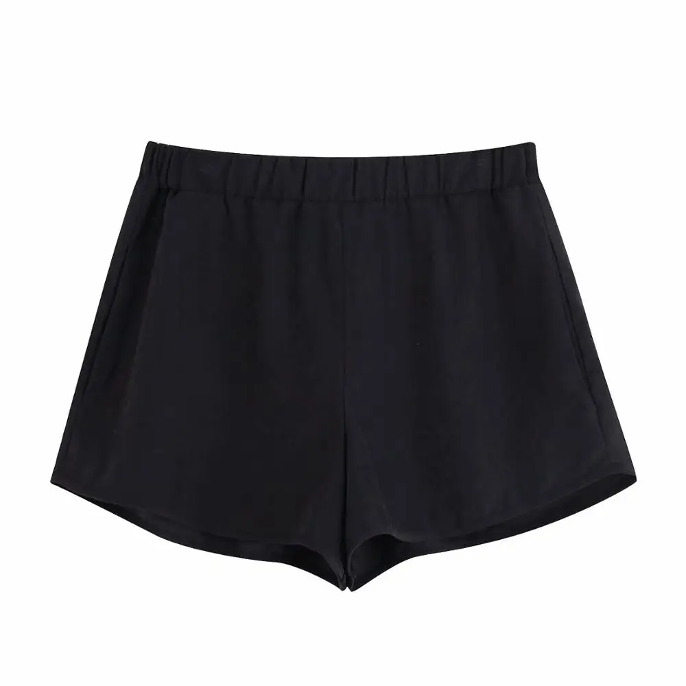 Женские повседневные однотонные черные шорты женский эластичный пояс летние шорты для отдыха pantalones cortos P515