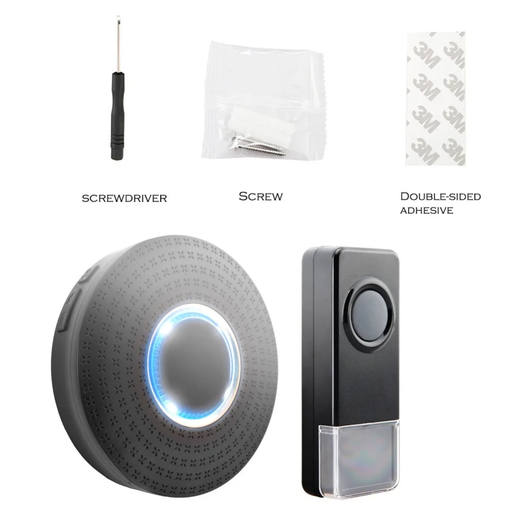 SMATRUL New Waterproof Wireless Doorbell EU Plug 300M Remote smart Door Bell Chime ring  1 2 button 1 2 3 receiver no battery Deaf Gorgeous lighting black 6