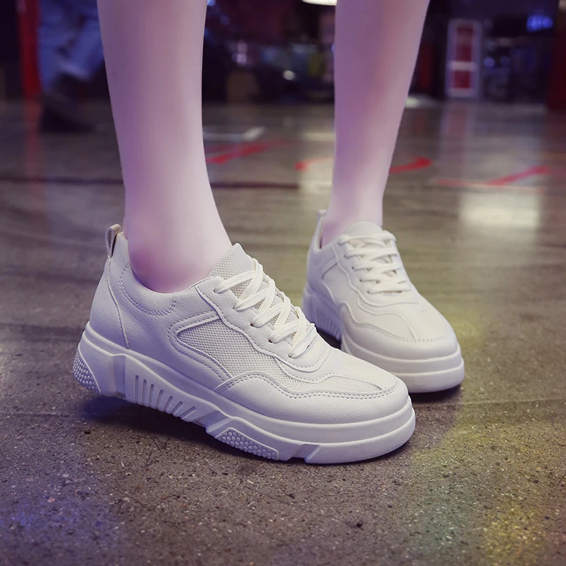 

Summer White Sneakers Women Causal Shoes Platform Basket Femme Height Increasing Ladies Round Toe Female Tenis Feminino