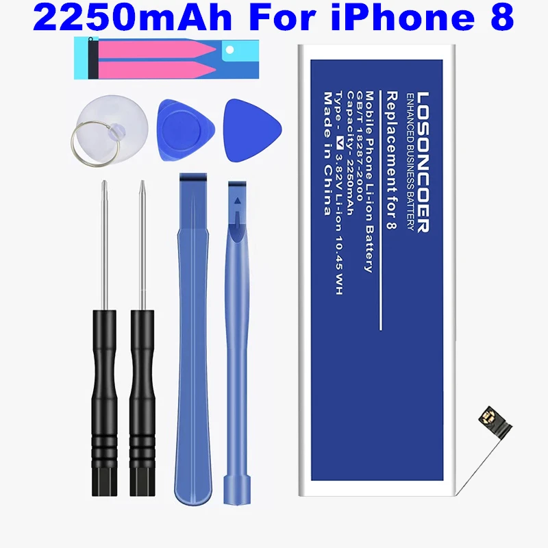 Аккумулятор LOSONCOER i8 на 2250 мАч для iPhone 8 8G аккумуляторы телефона высокой емкости ~