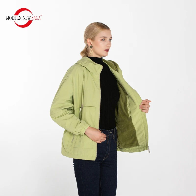 MODERN NEW SAGA Female Winter Warm Parkas Women Short Cotton Coat Hooded Jackets Ladies Long Sleeve Outwear Coat Ladies Clothing