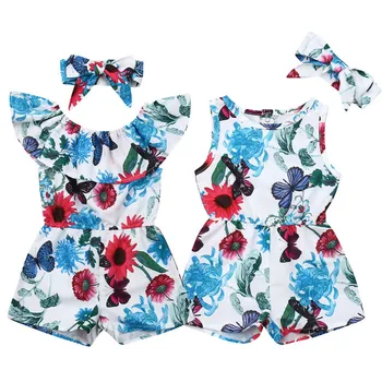 

Cute Newborn Baby Girls Cotton Romper 2019 Fashion Toddler Baby Girl Sleeveless Romper Jumpsuit+Headband Sunsuit Outfit 2Pcs Set