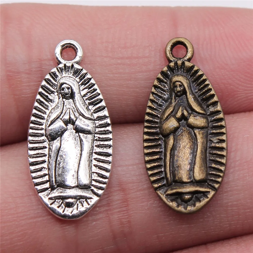 

WYSIWYG 6pcs 23x11mm Pendant Virgin Mary Virgin Mary Charm Pendants For Jewelry Making Antique Silver Virgin Mary Pendants