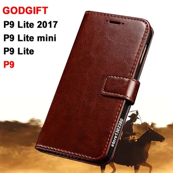 

GodGift Huawei P9 Lite mini case cover leather Crazy horse case for Huawei P9 Lite 2017 cover Royal wallet Huawei P9lite Case