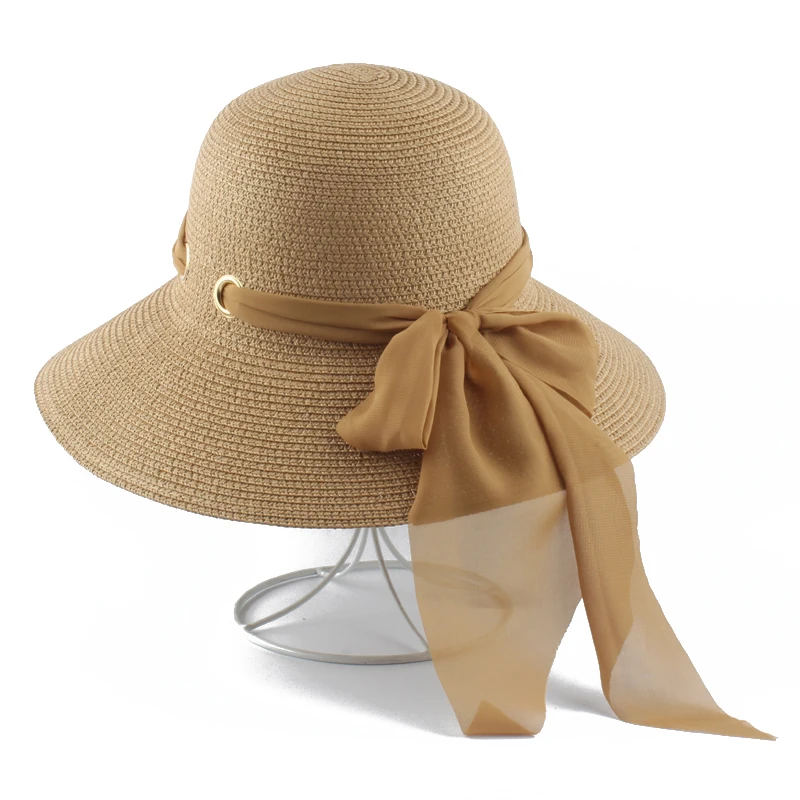 Новинка, летние женские шляпы с солнцезащитным козырьком, ручная работа, соломенная Складная Панама, шляпа с большими широкими полями, Пляжная Шляпа