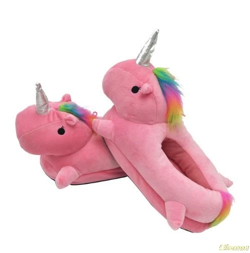 

Tolln Unicorn Slippers Winter Warm Home Slipper For Women Cartoon Soft Indoor Woman Men's Shoes Fur Mules Slippers 24 style