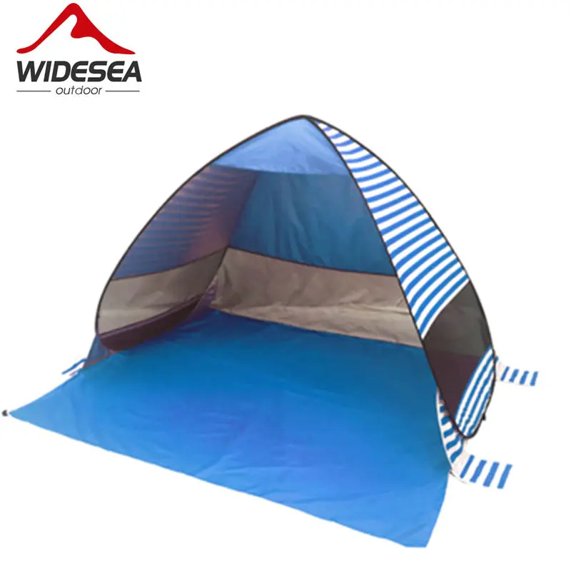 

WIDESEA new pop up beach tent stripe beach sunshelter UV-protective quick automatic open fishing hiking and camping gazebo