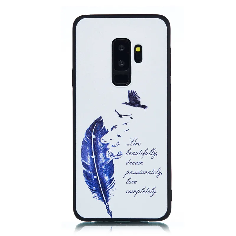 Для Samsung Galaxy S9 Plus чехол задняя крышка Мягкий ТПУ Матовый рисунок Сова перо формула