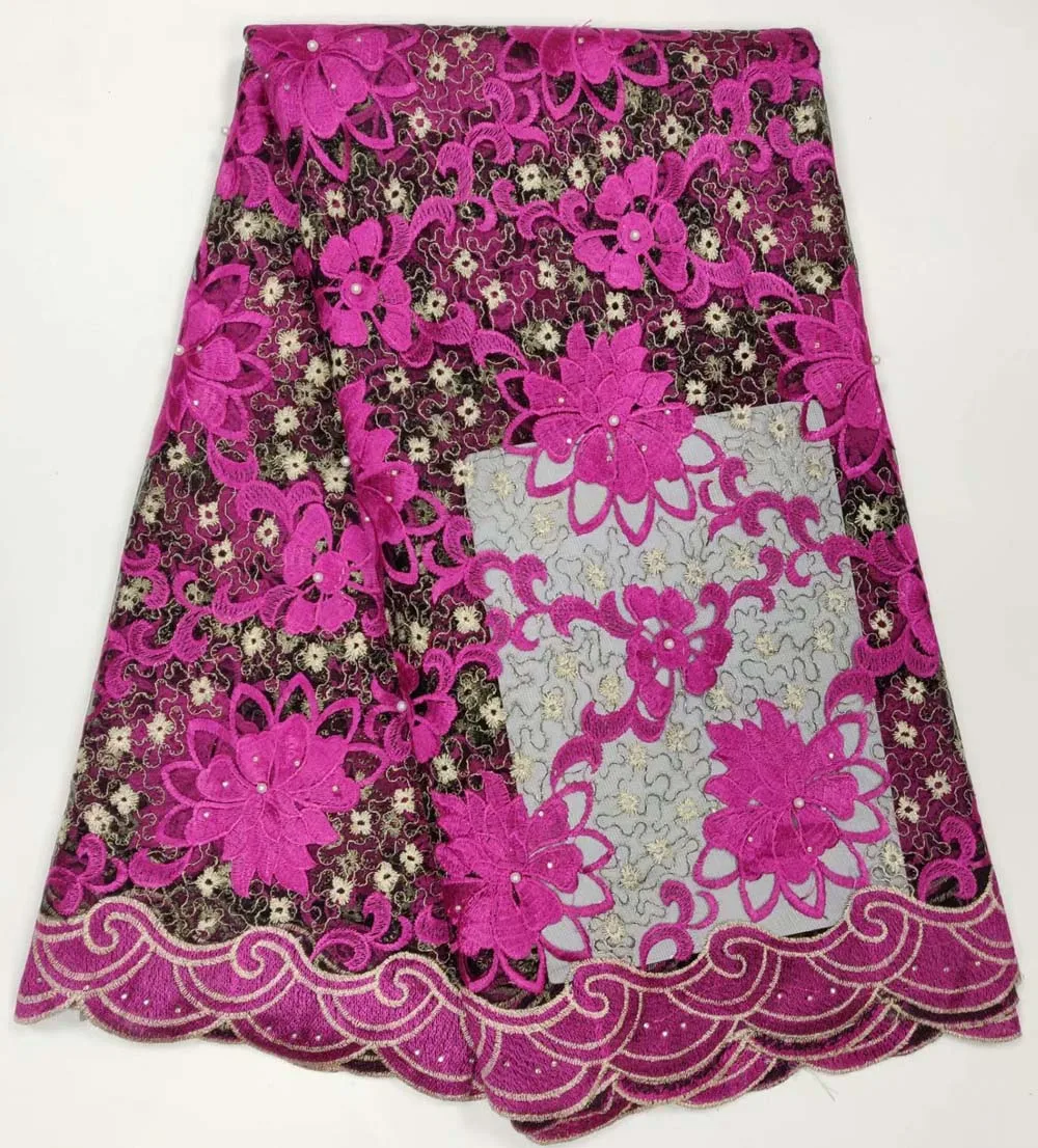 

Latest 5 Yards African Tulle Mesh Net Lace Fabric with 3D Flowers Embroidery Nigeria French Lace Fabrics for Wedding Dress