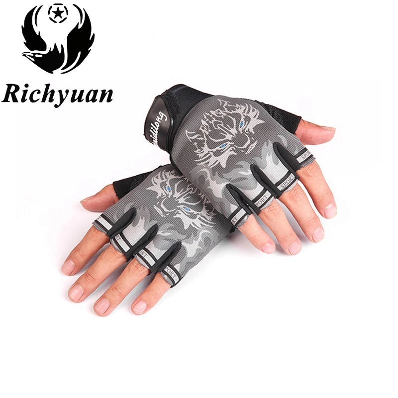 Новые спортивные перчатки для детей полу-палец волк печати перчатки детские варежки против скольжения для мальчиков и девочек перчатки