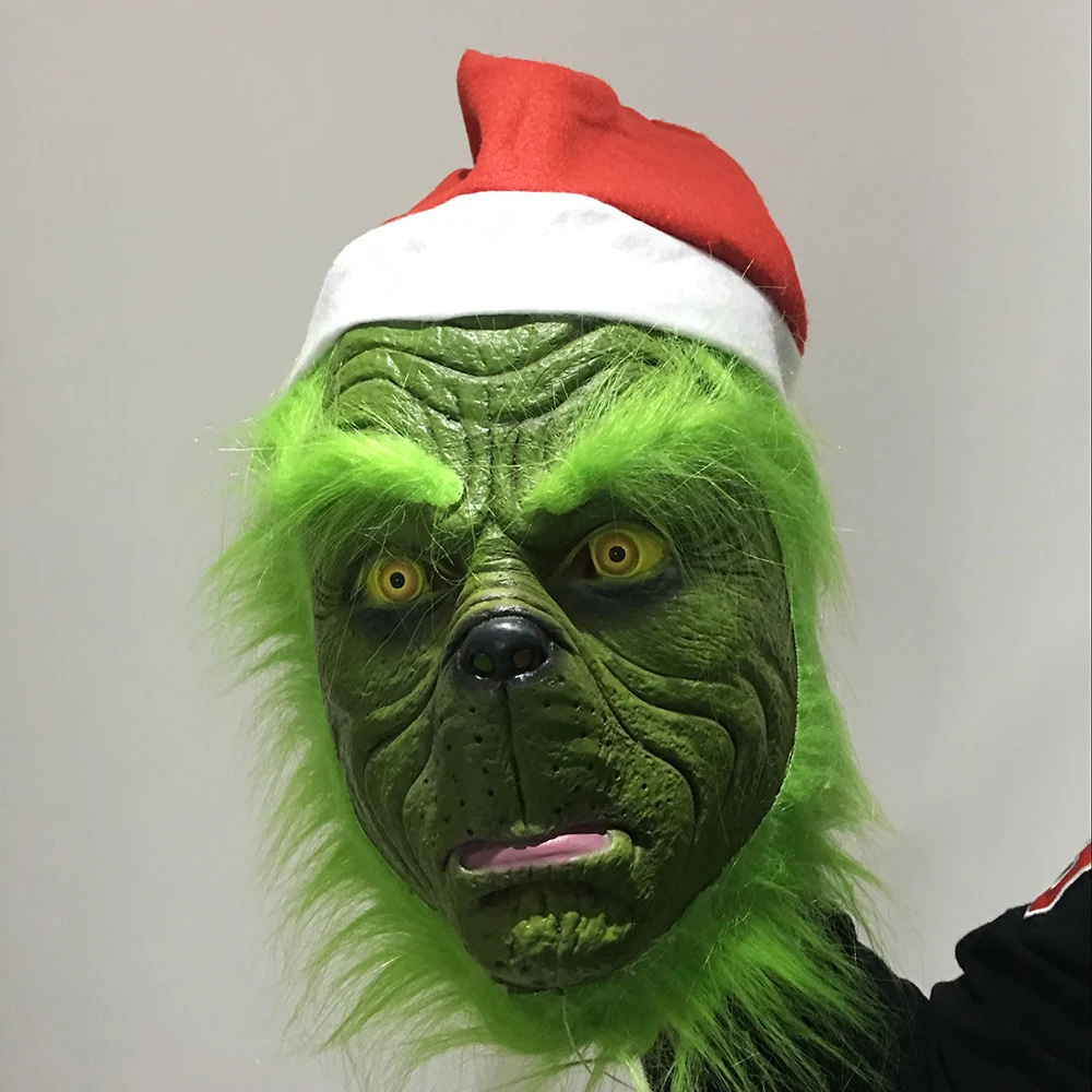 Смешной Grinch палантин Рождество маска для вечеринки Косплей Санта Рождество полный голова латексная маска далее взрослый костюм маска реквизит