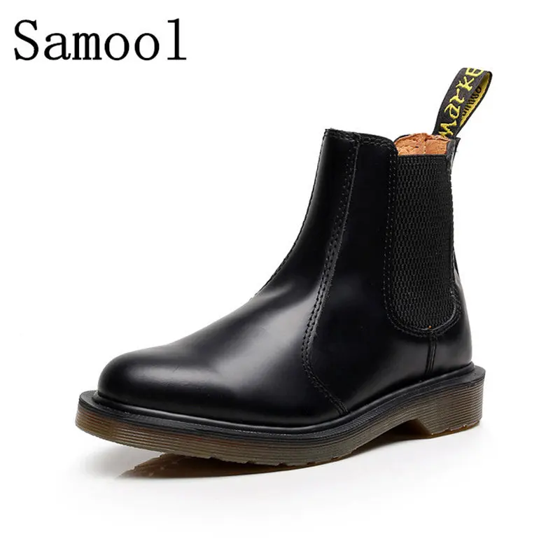 

2017 Men Winter Boots Ankle Shoes Men Cow Leather Waterproof Boots Elastic Band Business Chelsea Shoes Wedding Shoes For Men