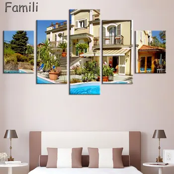 

5Pcs/set of canvas art Rom italy night landscape on canvas HD print modern home decoration living room wall painting artwork