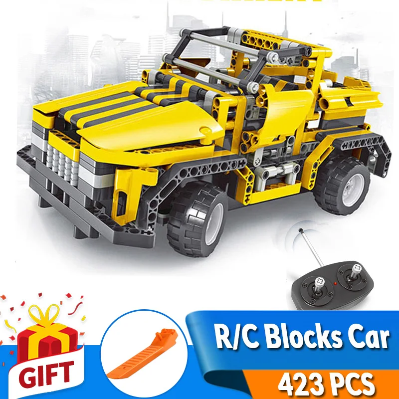 423pcs 2in1 Transform A to B Car DIY Assemble RC Car Building Blocks Technic Series RC Track Race Car Set Race Toys Gift for Kid