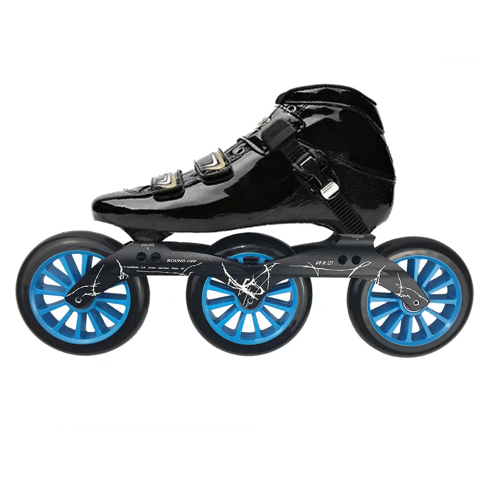 4 колеса коньки скорость Patines Встроенные роликовые коньки ZICO Профессиональный конькобежный спорт коньки для детей взрослых Patins SH52 - Цвет: Bright Black 125mm w