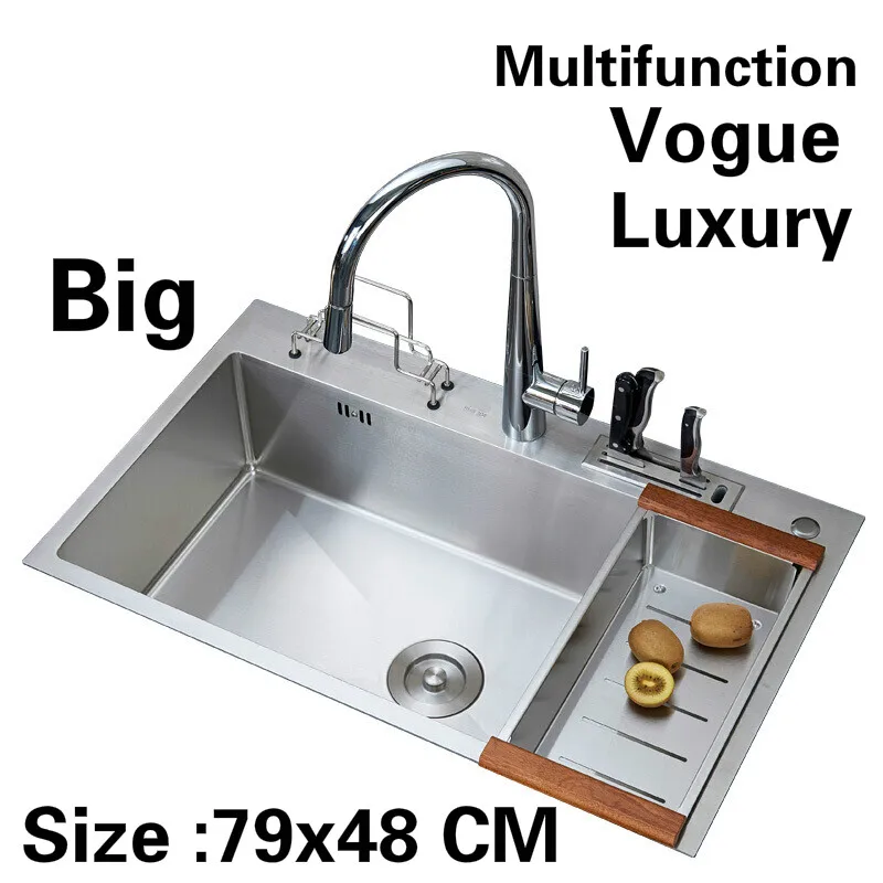Free shipping Apartment luxury multifunction kitchen manual sink single