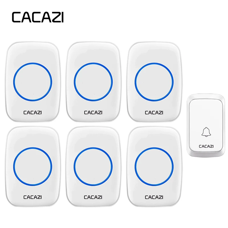 

CACAZI Home Waterproof Wireless Doorbell LED Light Battery Button Cordless Calling Bell 300M Remote Control 58 Chime EU Plug