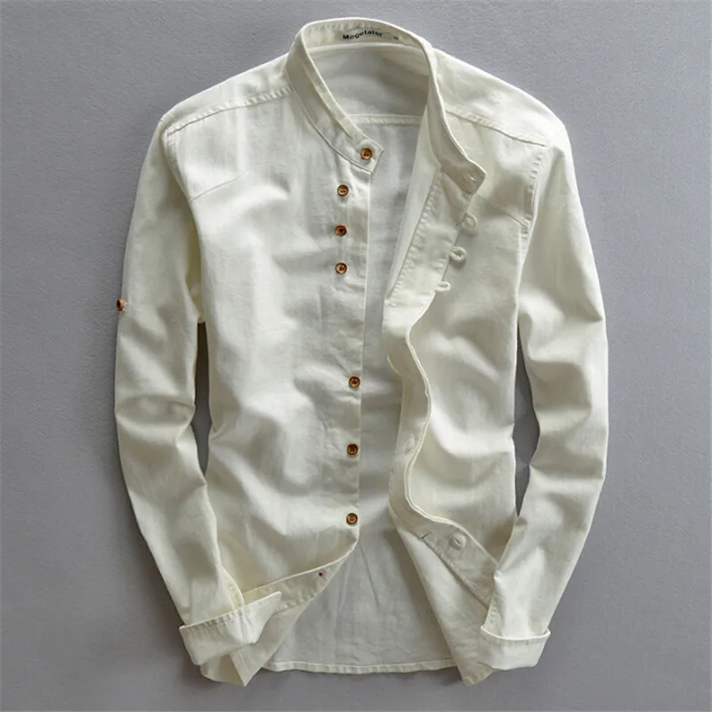 Man Summer Linen Long Sleeve Shirt Chinese Style Vintage Fashion Male Shirts For Man Autumn Spring Summer Ws994 