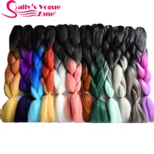 Sallyhair 24 inch 3 тона черного Purple голубой Цвет Высокое Температура Волокно Синтетические волосы расширение jumbo косы ombre плетение волос