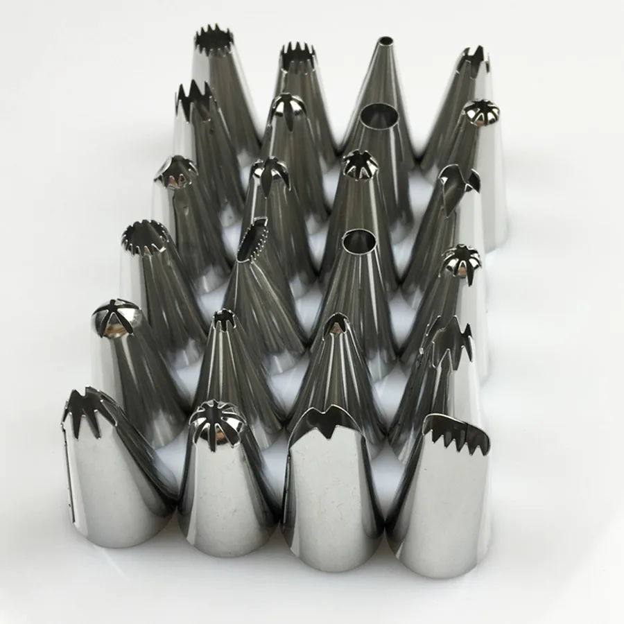 

New Qualified Cake Decorating 24Pcs/set Large Stainless steel Icing Piping Nozzles Pastry Tips Set Kitchen Accessories