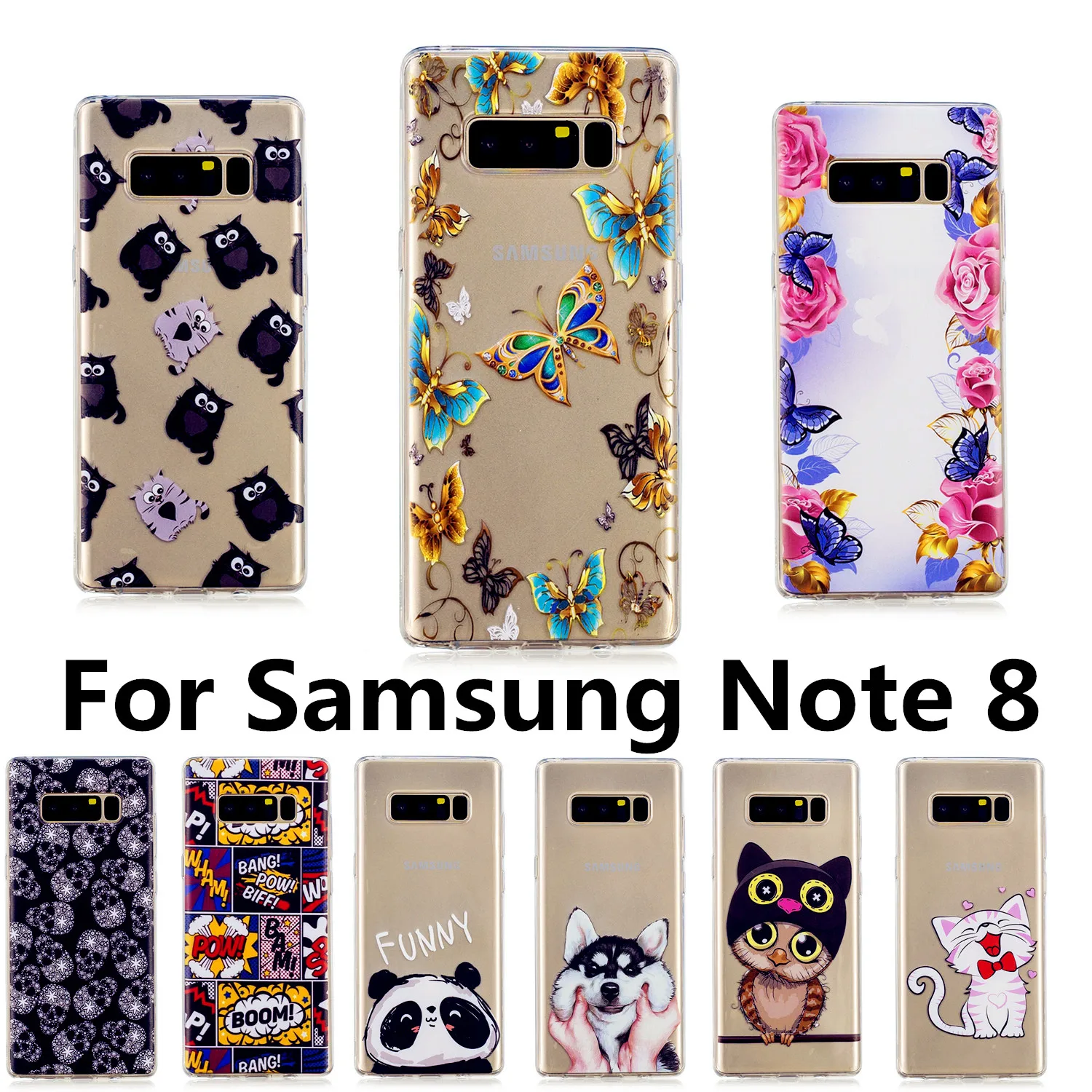 Anime Cases for Samsung Galaxy Note 8 Soft Tpu Phone shell on Note8 N950F N950U N950FD N950W N9500 N950N case capa |