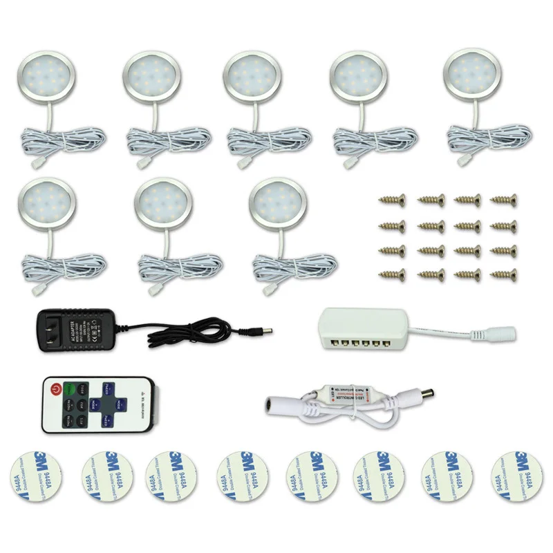 

3/4/6/8 PCS Under Cabinet Lighting Remote Control Dimmable LED Light Kitchen Under Counter Showcase Wardrobe Lights Night Lamp