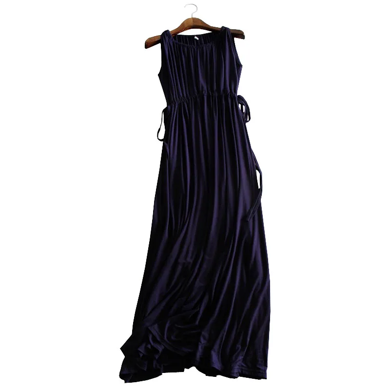 

Sleeveless Maternity Dresses For Pregnant Women Clothes Solid Belt Modal Bottoming Vest Dress Pregnancy Clothing Gravidas