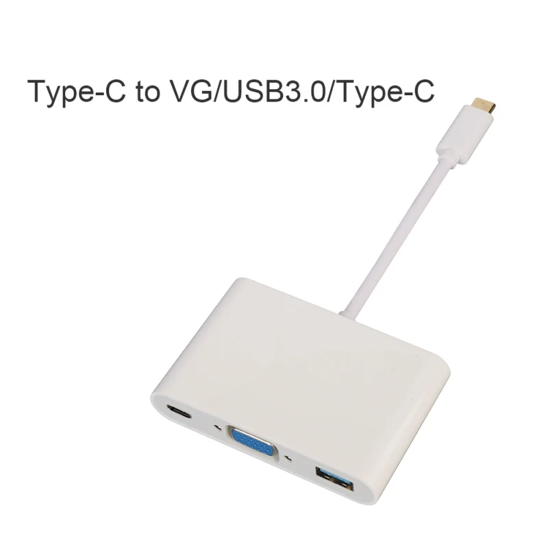 Кабель-Переходник USB C на VGA адаптер-переходник VCOM 3-в-1 мульти Порты и разъёмы Тип usb C видео конвертер Кабель VGA муфтовый стыковочный USB 3,0 центр данных USB док-станция с USB Порты и разъёмы