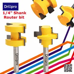 Drillpro 2 шт. фрезы для маршрутизатора 1/4 "квадратный зуб Tenon нож резчик пластин Огромный Корона Язык и паз фрезерный станок (для гравировки)