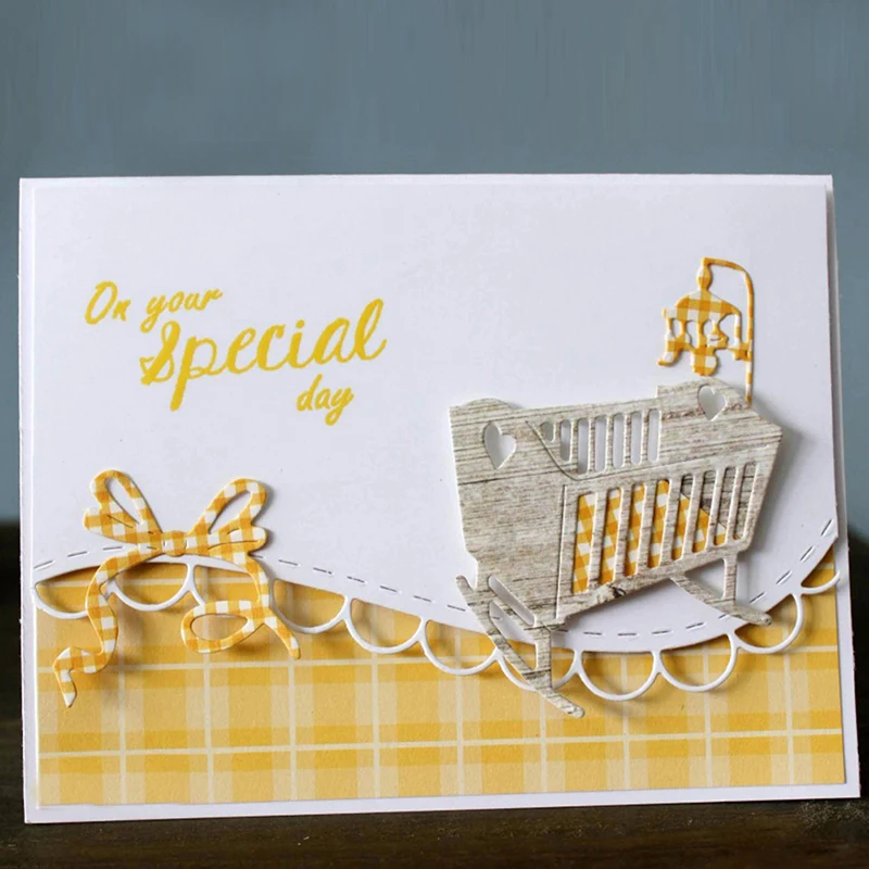 Baby Bed Metal Cutting Dies With Heart Pattern Toys Stencil For Scrapbooking Paper Card Making Craft Embossing Decor Baby Bed Metal Cutting Dies With Heart Pattern Toys Stencil For Scrapbooking Paper Card Making Craft Embossing Decor