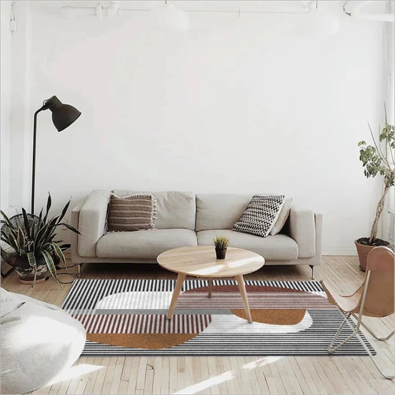 AOVOLL ковры для Гостиная Nordic темно-серого цвета с геометрическим рисунком; с рисунком ковер для спальни полиэстерное мягкое Кофе стол