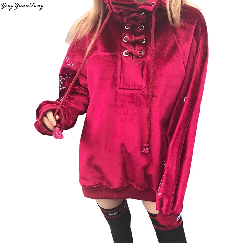 

YingYuanFang korean version of the women 's fashion heavy embroidery velvet collar bandaged fleece sets of the first Sweatshirts