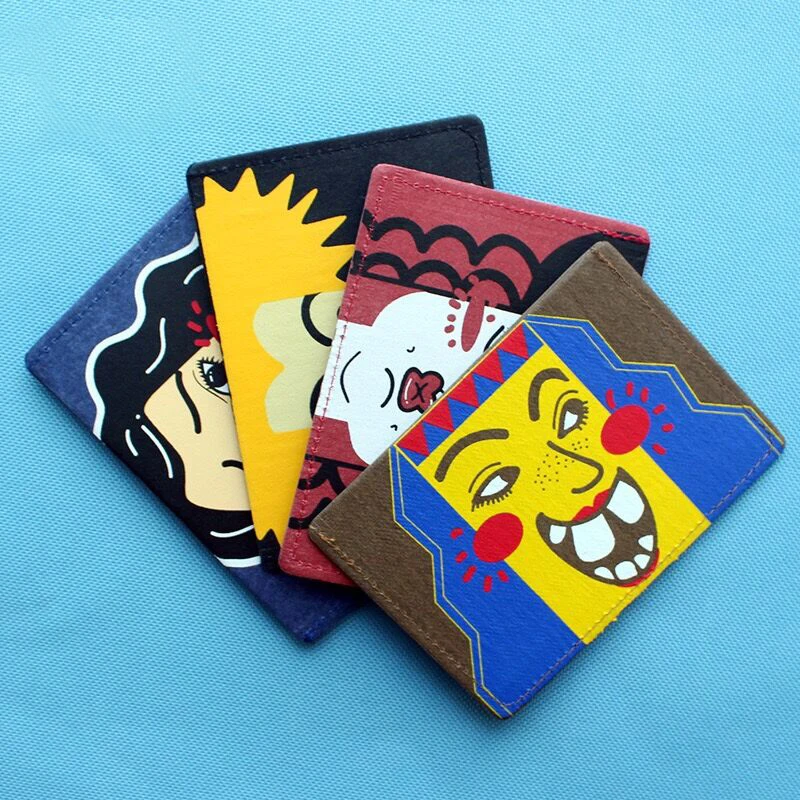 

Cartoon Art Card & ID Holders Women Girls Credit Card Hold Travel Buiness Card Bag Case Fashion Funny Printed Cute Bus Card Bags