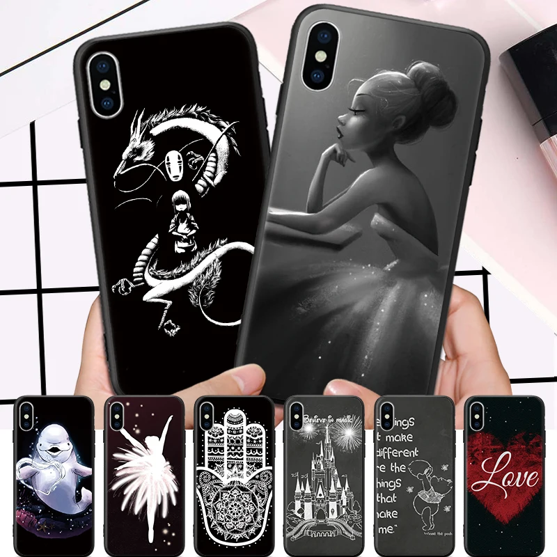 

Ballet Girl Tribe Texture Dolphin Gragon Pattern For iPhone 5 5S SE 6 6S 7 8 Plus X XR XS Max Hard Phone Case