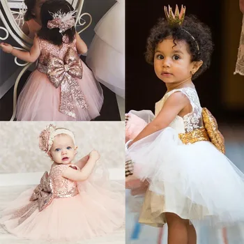 

0-10T Toddler Sequin Flower Girls Dress Party Birthday wedding princess Toddler baby Girls Clothes Children Kids Girl Dresses