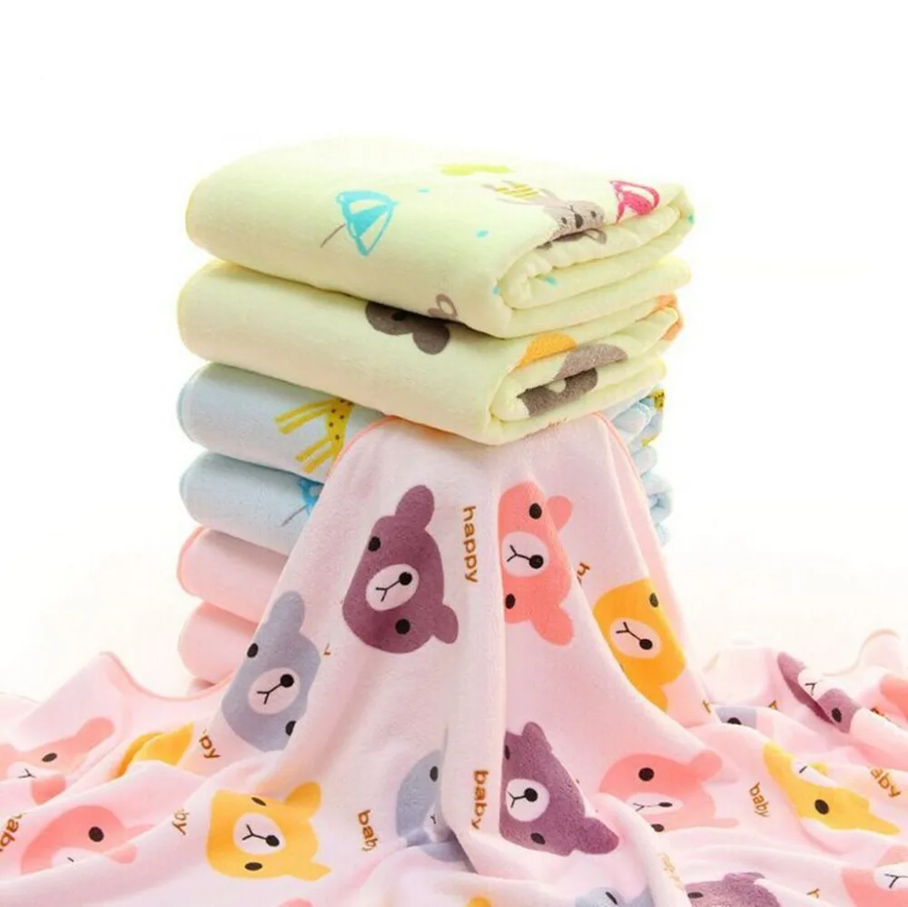 Cute Children Bath Towel Lovely Cartoon Bear Head Printed Microfiber